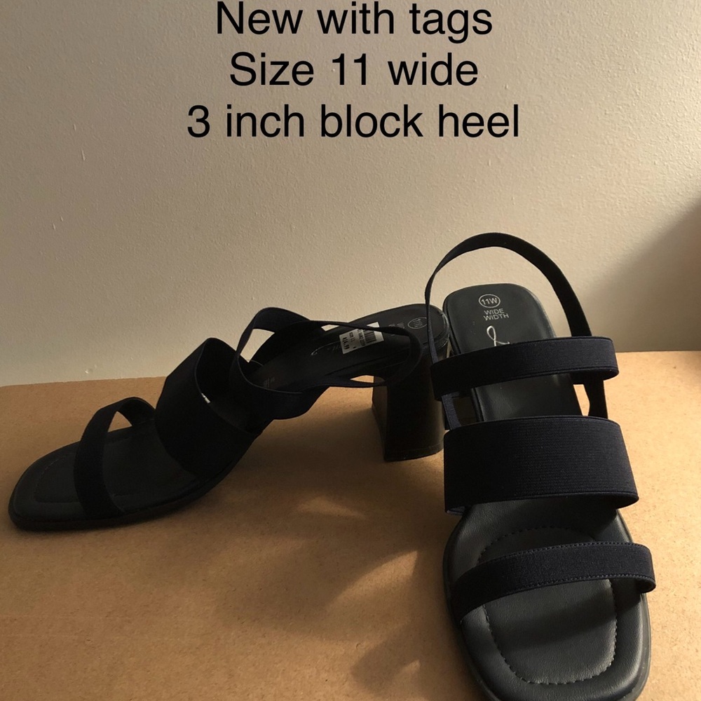 Women's Dark Navy Strappy Block Heel Sandals